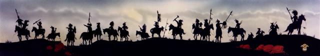 Sitting Bull, in a vision, looked into the sky and saw soldiers falling like grasshoppers, with their heads down and their hats falling off. Because the white man had no ears and would not listen, The Great Spirit was giving these soldiers lives to the Indians